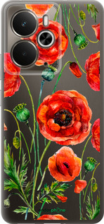Силиконовый чехол Нарисованные маки для Realme 14 5G / 14T 5G - 4278u-4024 изображение 