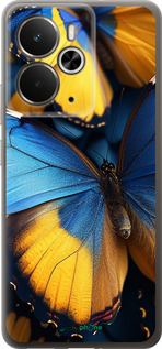 Силиконовый чехол Желто-голубые бабочки для Realme 14 5G / 14T 5G - 6046u-4024 изображение 