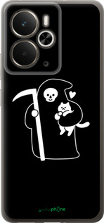 Силиконовый чехол Минималистичный арт: смерть и кошка для Realme 14 5G / 14T 5G - 6529u-4024 изображение 