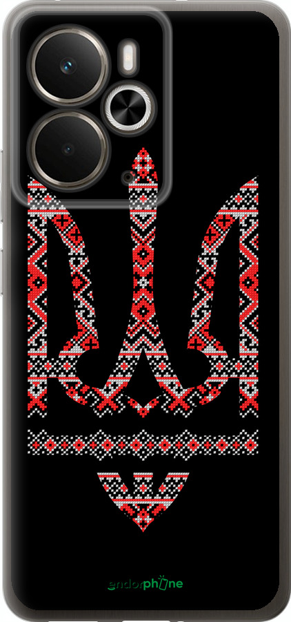 Силиконовый чехол Герб - вышиванка на черном фоне для Realme 14 5G / 14T 5G - 1196u-4024 изображение 