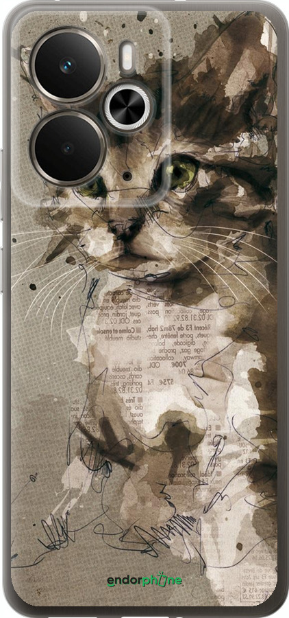 Силиконовый чехол Котёнок из пятен и линий для Realme 14 5G / 14T 5G - 119u-4024 изображение 