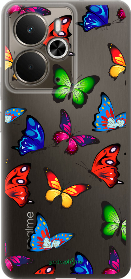 Силиконовый чехол Красочные мотыльки для Realme 14 5G / 14T 5G - 4761u-4024 изображение 