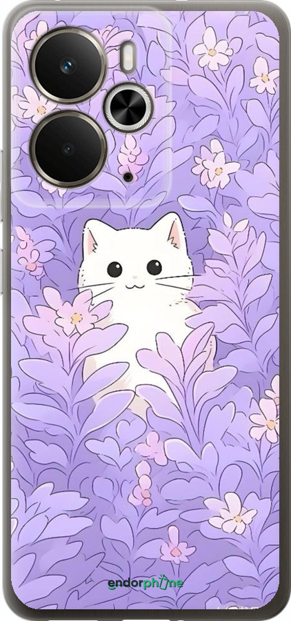 Силиконовый чехол Котик в цветах для Realme 14 5G / 14T 5G - 6390u-4024 изображение 
