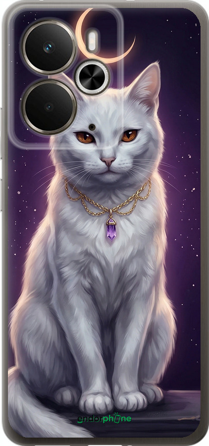 Силіконовий чехол Mystic White Cat Gothic Dark Purple Gold для Realme 14 5G / 14T 5G - 6805u-4024 изображение 