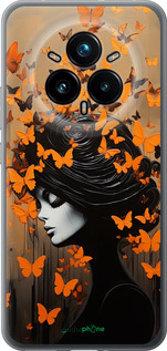 Силіконовий чехол Чохол для телефону Дівчина з помаранчевими метеликами для Realme 14 PRO + - 5940u-3968 изображение 