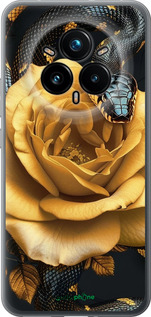 Силиконовый чехол Black snake and golden rose для Realme 14 PRO + - 6068u-3968 изображение 