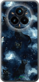 Силиконовый чехол Изображение Кошек с тёмной акварелью для Realme 14 PRO + - 6521u-3968 изображение 