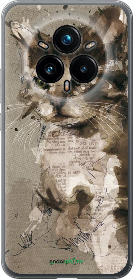 Силиконовый чехол Котёнок из пятен и линий для Realme 14 PRO + - 119u-3968 изображение 