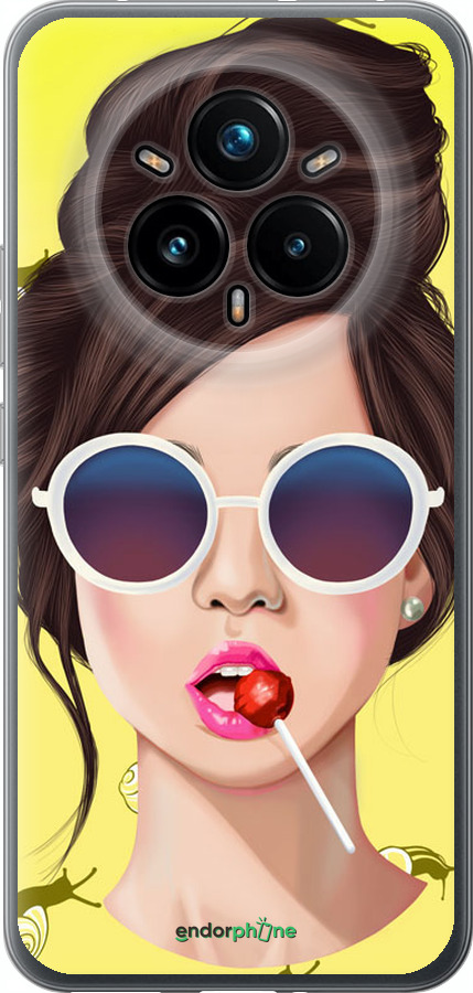 Силиконовый чехол Девушка с чупа-чупсом для Realme 14 PRO + - 3979u-3968 изображение 