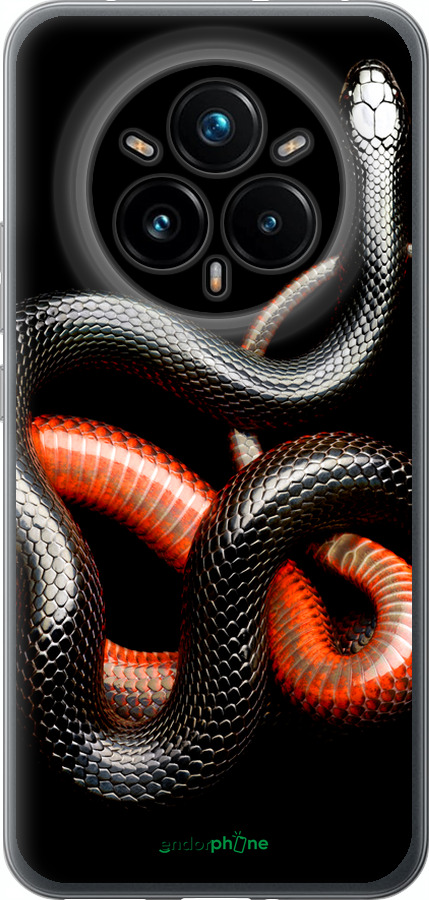Силіконовий чехол Червоно-чорна змія на чорному фоні для Realme 14 PRO + - 4063u-3968 изображение 