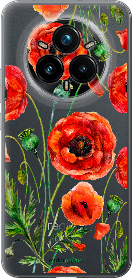 Силиконовый чехол Нарисованные маки для Realme 14 PRO + - 4278u-3968 изображение 