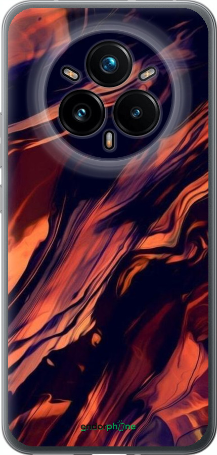 Силіконовий чехол Чорно-помаранчева абстракція для Realme 14 PRO + - 5340u-3968 изображение 