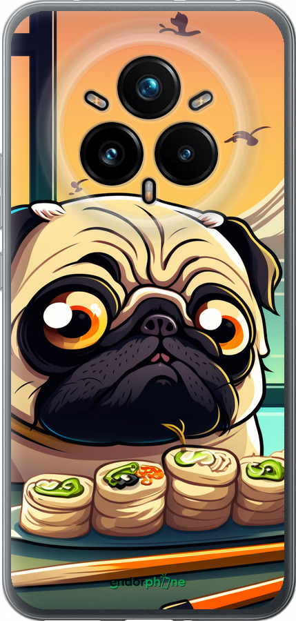 Силиконовый чехол Мопс и суши для Realme 14 PRO + - 5588u-3968 изображение 