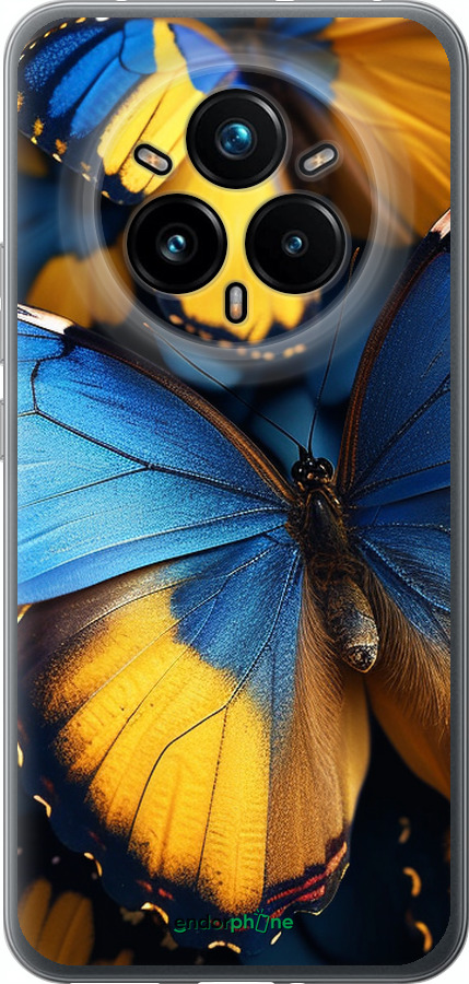 Силиконовый чехол Желто-голубые бабочки для Realme 14 PRO + - 6046u-3968 изображение 
