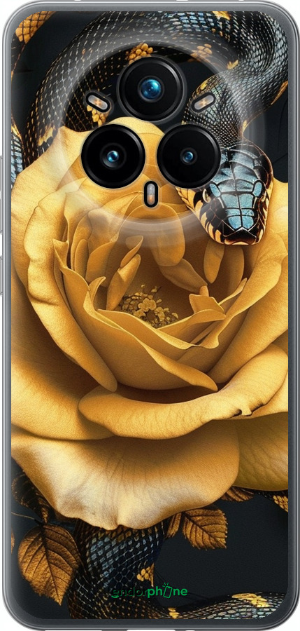 Силиконовый чехол Black snake and golden rose для Realme 14 PRO + - 6068u-3968 изображение 