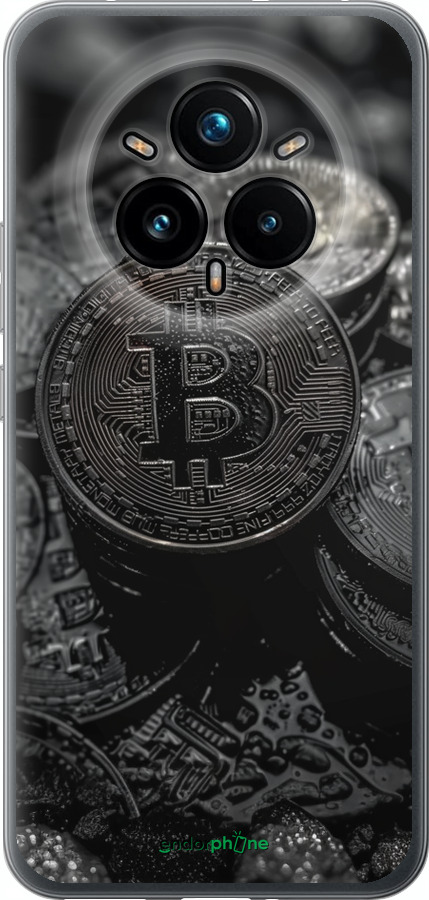 Силіконовий чехол Black Bitcoin для Realme 14 PRO + - 6090u-3968 изображение 