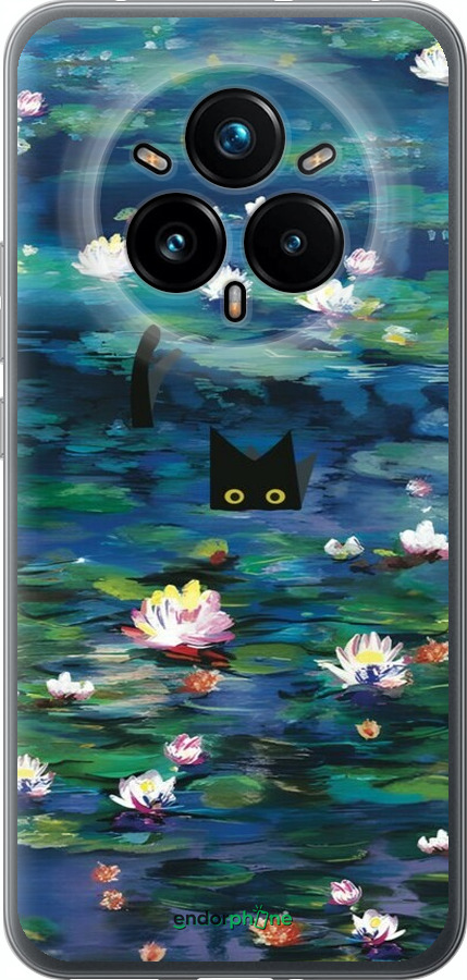 Силиконовый чехол із зображенням водяних лілій та кішок для Realme 14 PRO + - 6257u-3968 изображение 