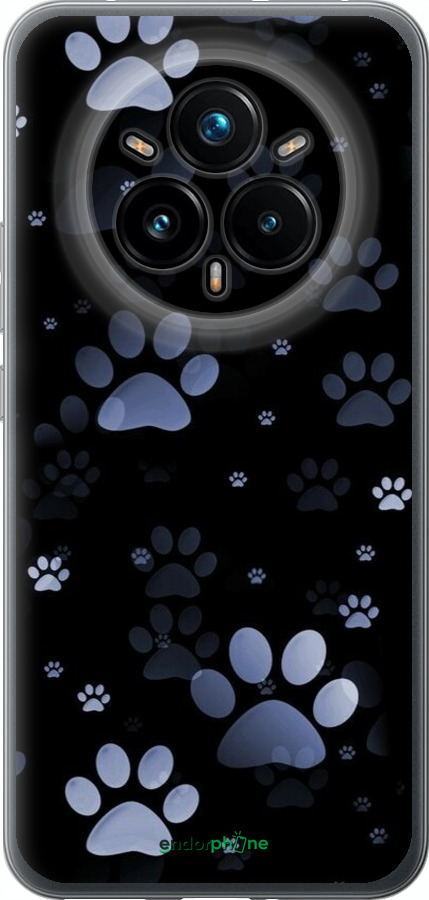 Силиконовый чехол С синими отпечатками лап для Realme 14 PRO + - 6441u-3968 изображение 
