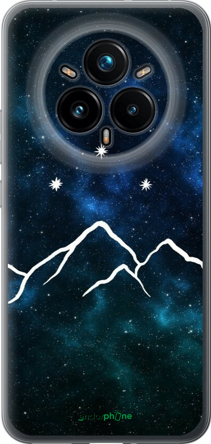 Силиконовый чехол Горы и звезды нарисованы на фоне галактики для Realme 14 PRO + - 6490u-3968 изображение 