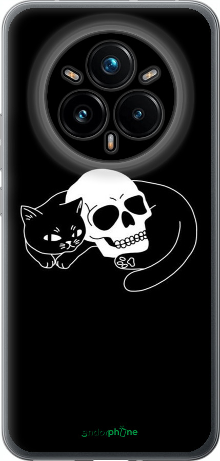 Силиконовый чехол С изображением кота и черепа для Realme 14 PRO + - 6491u-3968 изображение 