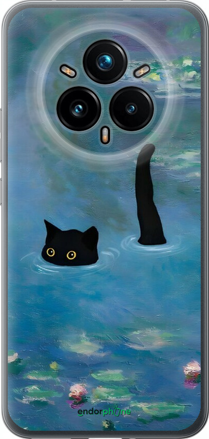 Силиконовый чехол С изображением кота и водяной лилии Monet для Realme 14 PRO + - 6519u-3968 изображение 