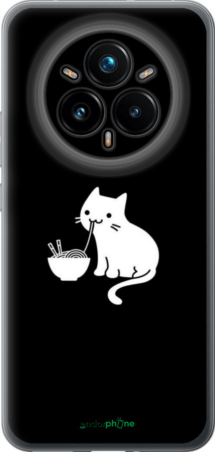 Силиконовый чехол С милым котом на черном фоне для Realme 14 PRO + - 6528u-3968 изображение 