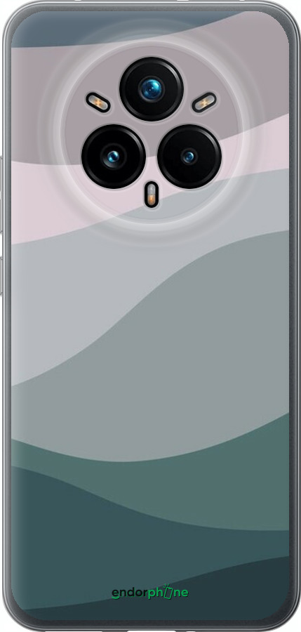 Силиконовый чехол С фиолетовым и бирюзовым ретро-стилем и волнами для Realme 14 PRO + - 6533u-3968 изображение 