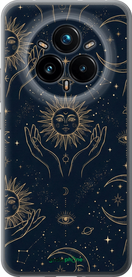Силіконовий чехол Celestial Harmony: Sun & Moon Gold Mystic Pattern для Realme 14 PRO + - 6778u-3968 изображение 