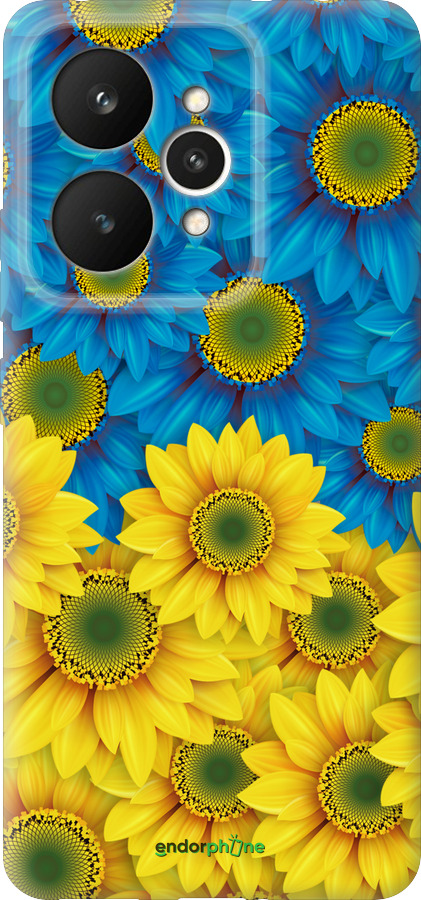 Силиконовый чехол Жёлто-голубые цветы для Realme 15 / 15 PRO - 1048u-4137 изображение 