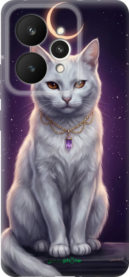 Силиконовый чехол Mystic White Cat Gothic Dark Purple Gold для Realme 15 / 15 PRO - 6805u-4137 изображение 