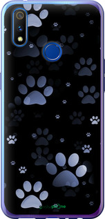 Силіконовий чехол З синіми відбитками лап для Realme 3 Pro - 6441u-1863 изображение 