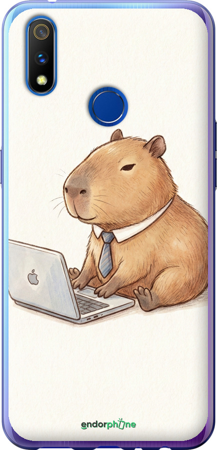 Силиконовый чехол Funny Capybara CEO Working для Realme X Lite - 6777u-2030 изображение 