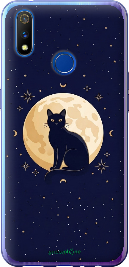 Силиконовый чехол Cute Cat Celestial/Witchy для Realme 3 Pro - 6787u-1863 изображение 