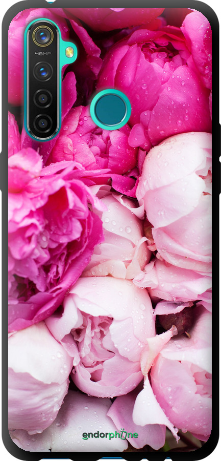 

TPU schwarz Hülle Rosa Pfingstrosen" für Realme 5 Pro"