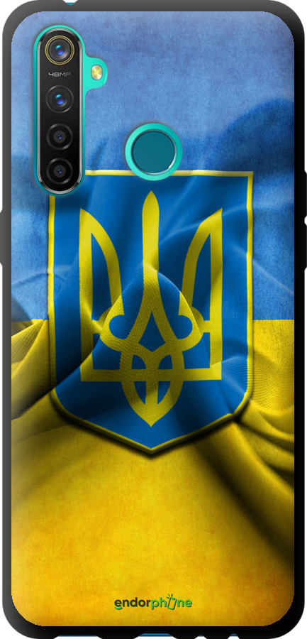 

TPU чорний чохол "Прапор та герб України" для Realme 5 Pro, Блакитний