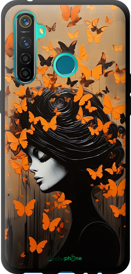 TPU чехол Чохол для телефону Дівчина з помаранчевими метеликами для Realme 5 Pro - 5940b-1861 изображение 
