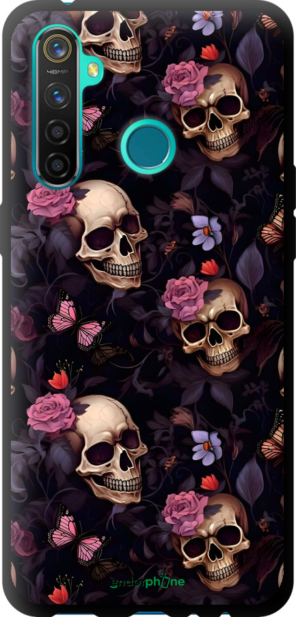 TPU чехол Черепа и розы для Realme 5 Pro - 6316b-1861 изображение 
