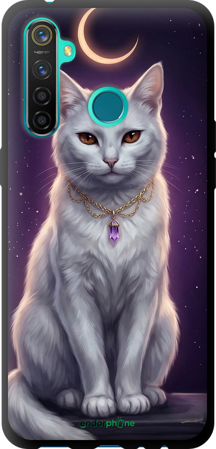 TPU чехол Mystic White Cat Gothic Dark Purple Gold для Realme 5 Pro - 6805b-1861 изображение 
