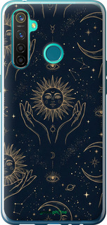 Силіконовий чехол Celestial Harmony: Sun & Moon Gold Mystic Pattern для Realme 5 Pro - 6778u-1861 изображение 