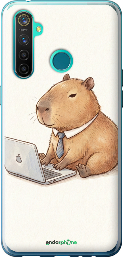 Силиконовый чехол Funny Capybara CEO Working для Realme 5 Pro - 6777u-1861 изображение 