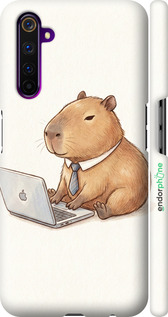 3D пластиковый матовый чехол Funny Capybara CEO Working для Realme 6 Pro - 6777m-1893 изображение 