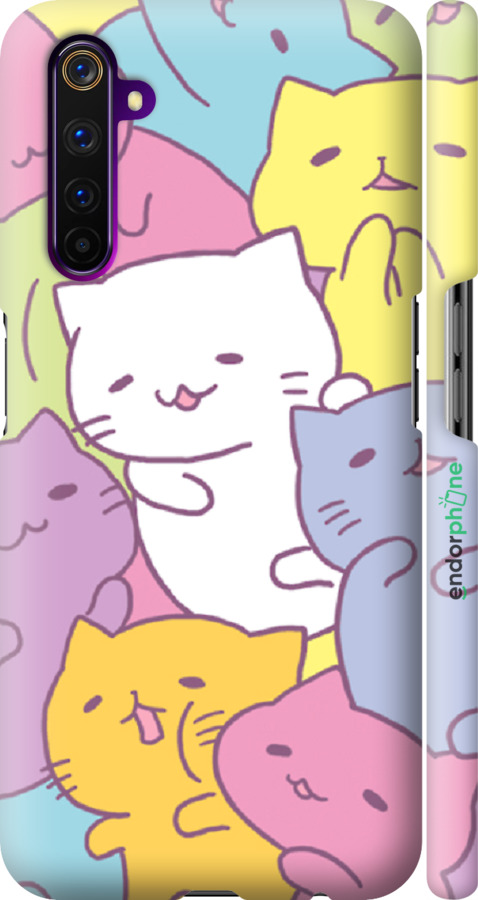 

3D пластиковий матовий чохол "Кошенята " для Realme 6 Pro, Білий