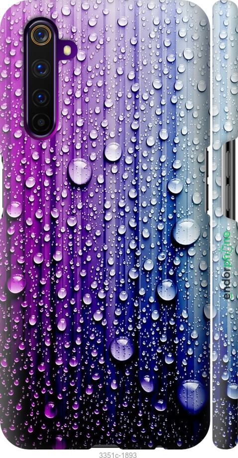 

3D пластиковий матовий чохол "Краплини води" для Realme 6 Pro, Синій