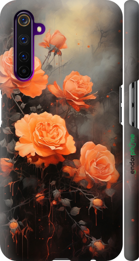 3D пластиковый матовый чехол Оранжевые розы для Realme 6 Pro - 5944m-1893 изображение 
