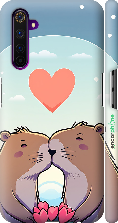 3D пластиковий матовий чехол Капібара кохання для Realme 6 Pro - 6027m-1893 изображение 
