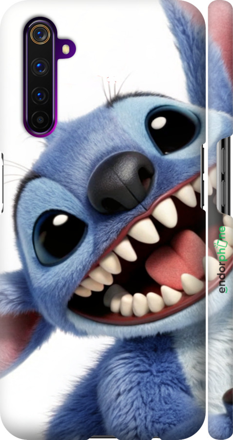 3D пластиковый матовый чехол Стич для Realme 6 Pro - 6684m-1893 изображение 