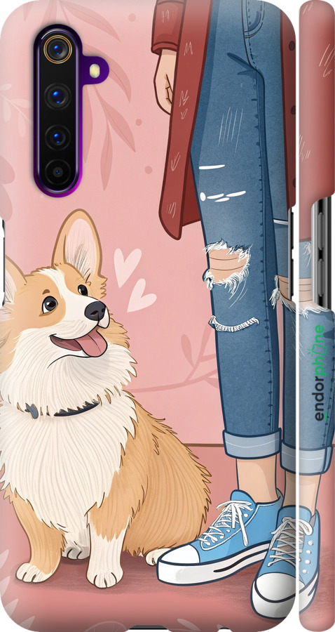 3D пластиковый матовый чехол Корги 3 для Realme 6 Pro - 6707m-1893 изображение 