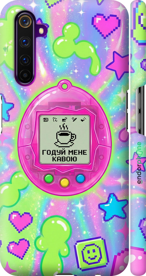 3D пластиковый матовый чехол Y2K Aesthetic Retro Pet: Годуй мене кавою для Realme 6 Pro - 6784m-1893 изображение 