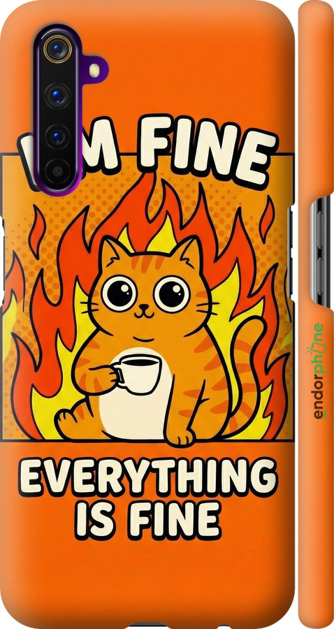 3D пластиковый матовый чехол Funny Cat для Realme 6 Pro - 6786m-1893 изображение 