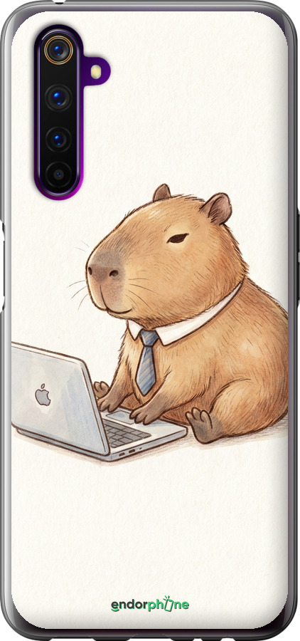Силиконовый чехол Funny Capybara CEO Working для Realme 6 Pro - 6777u-1893 изображение 
